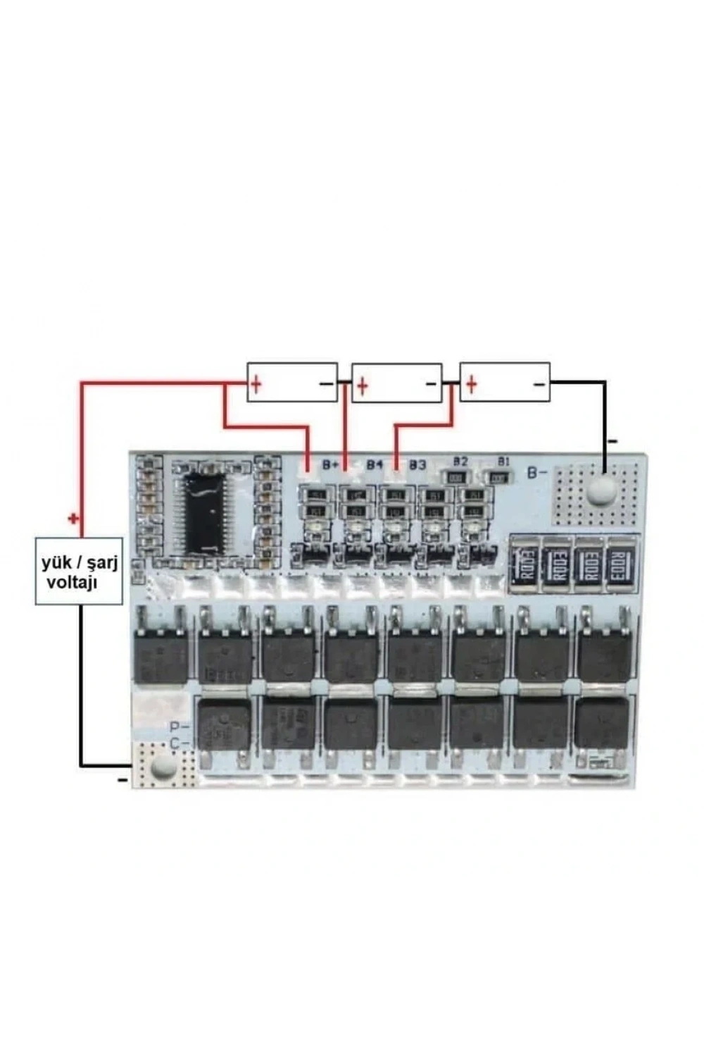 5S 100A LiFePO4 Balanslı BMS Beyaz PCB