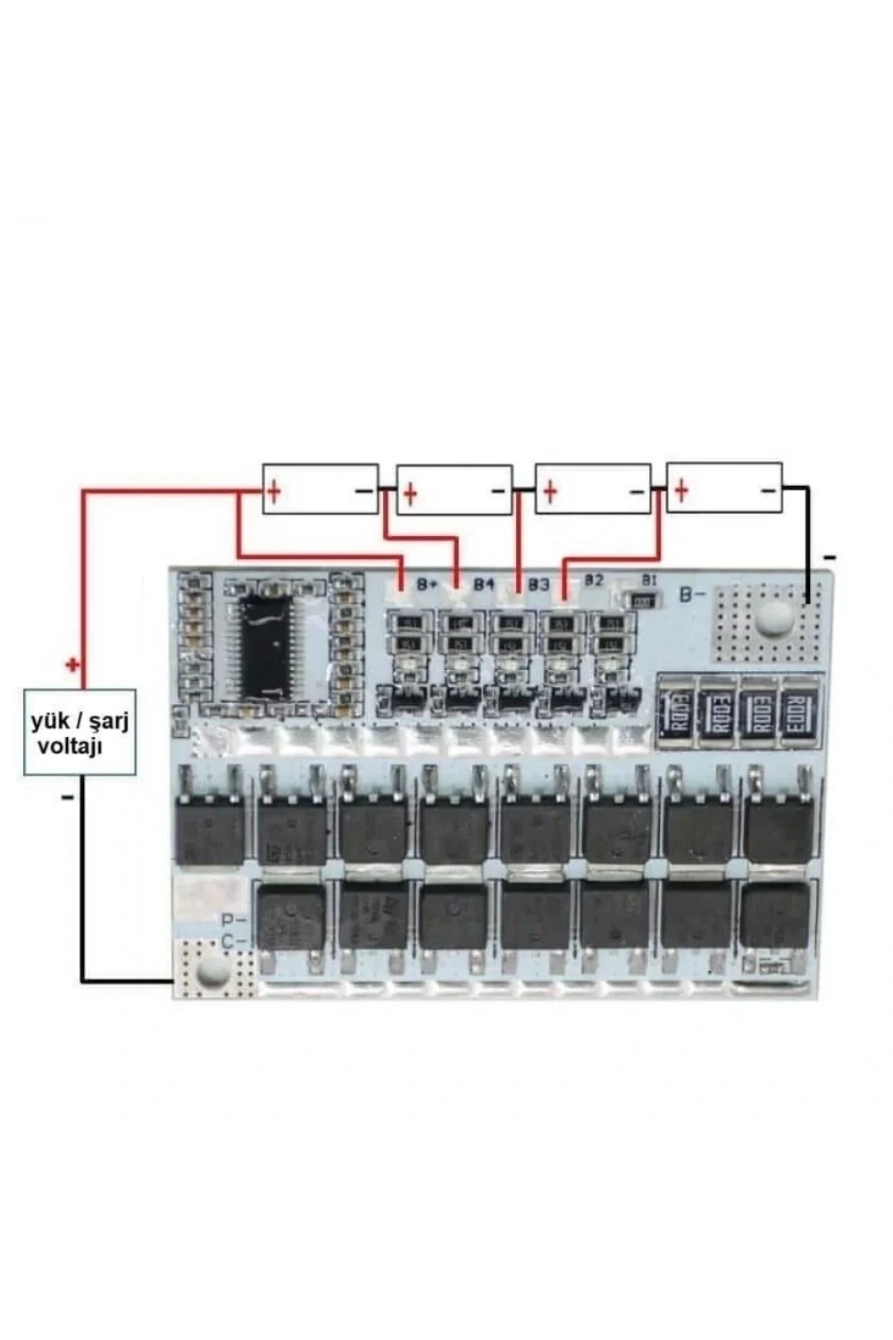 5S 100A LiFePO4 Balanslı BMS Beyaz PCB