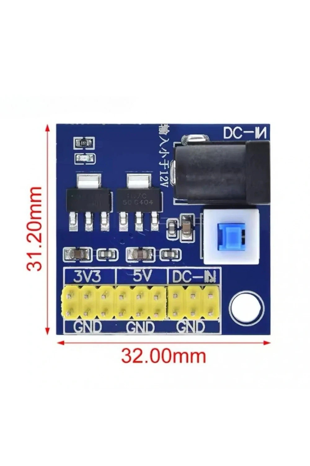 5V 3.3V - 2 Çıkışlı Voltaj Düşürücü Güç Kaynağı Modülü Giriş 12V