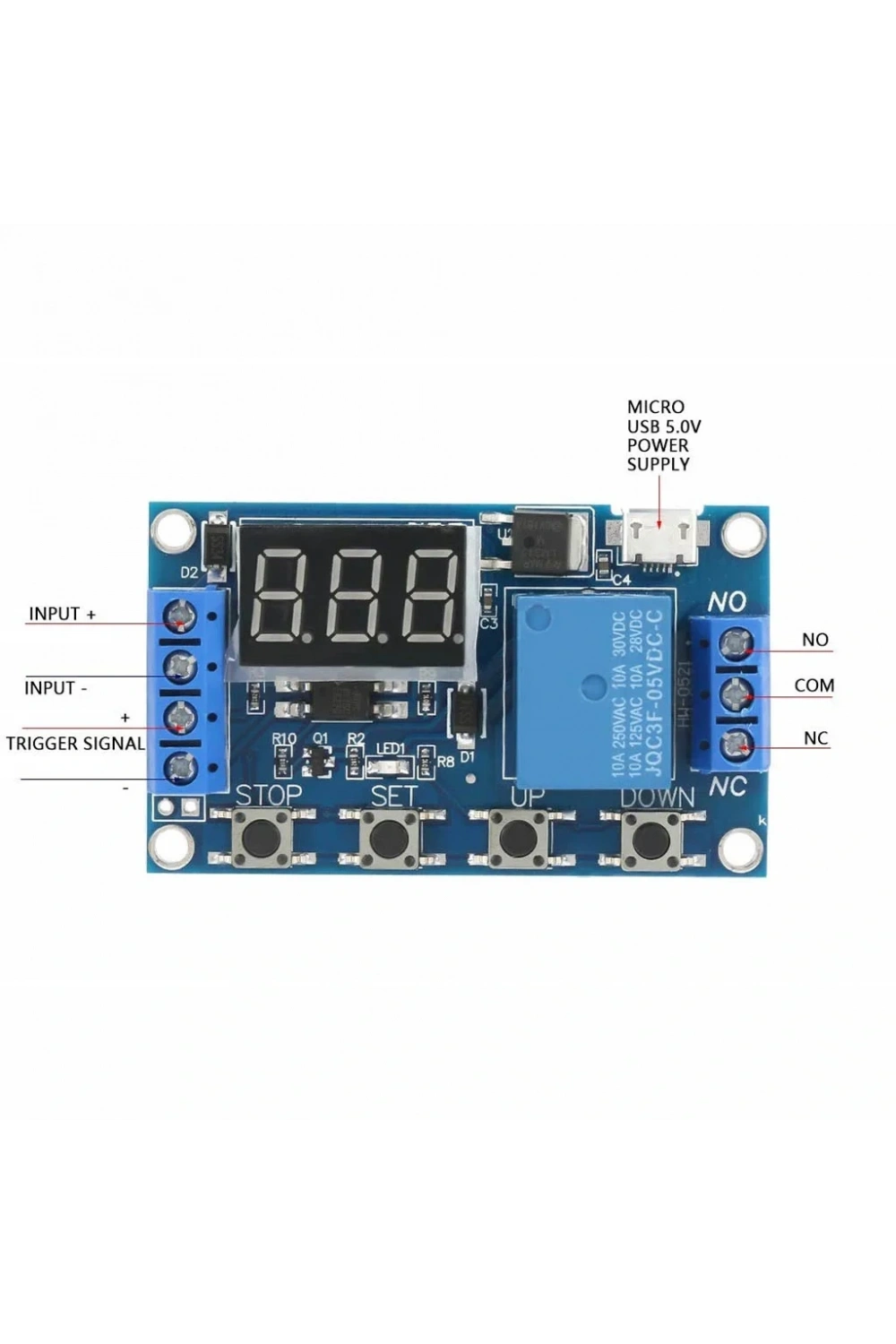 6-30V Zaman Ayarlı Röleli Modül Röle Kartı Micro USB Girişli
