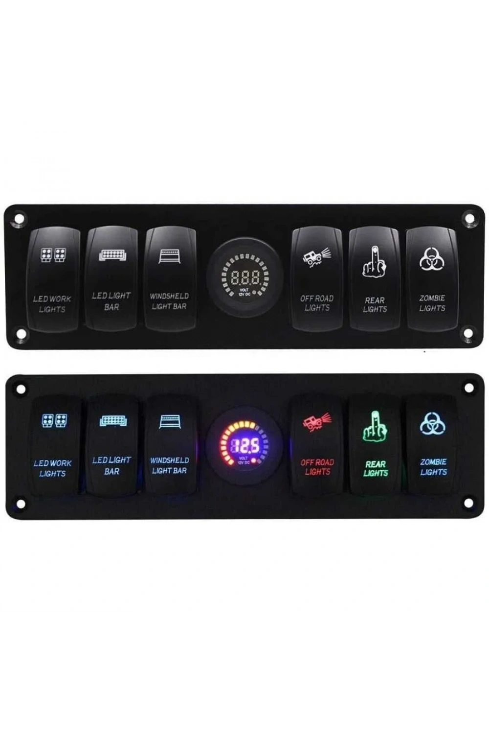 6lı ON-OFF Işıklı Anahtar Switch Panel 12V-24V Voltaj Göstergeli