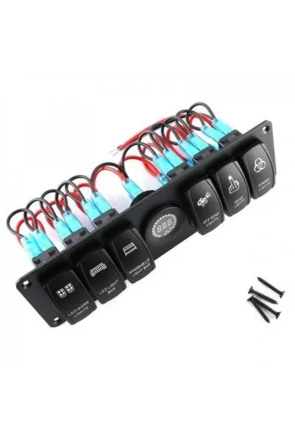 6lı ON-OFF Işıklı Anahtar Switch Panel 12V-24V Voltaj Göstergeli