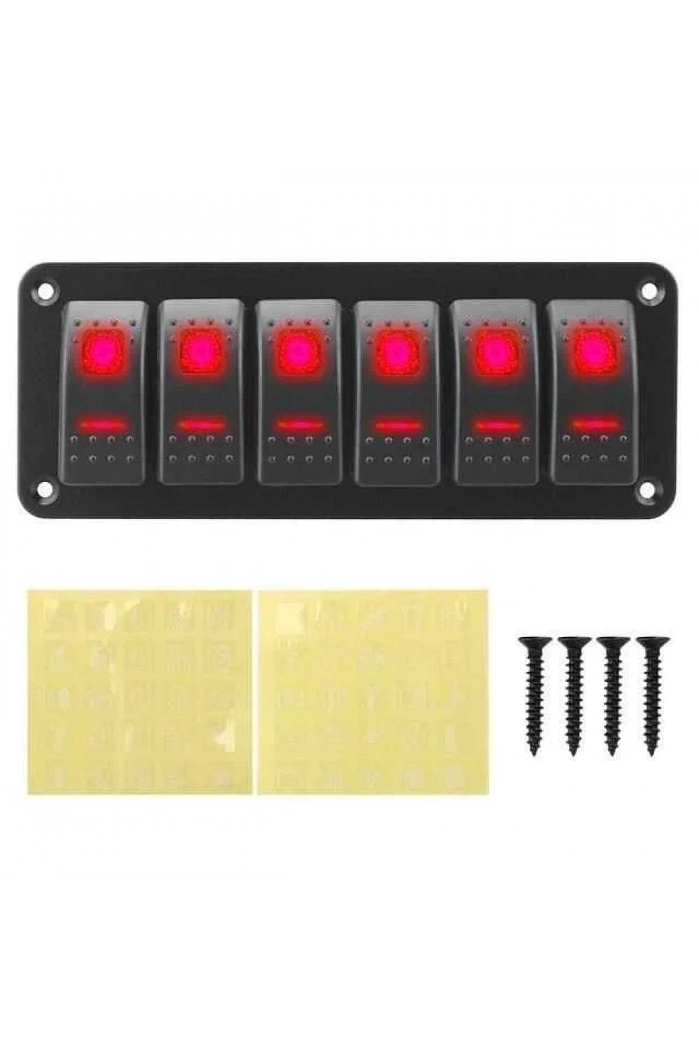 6lı ON-OFF Kırmızı Işıklı Anahtar Switch Panel 12V-24V