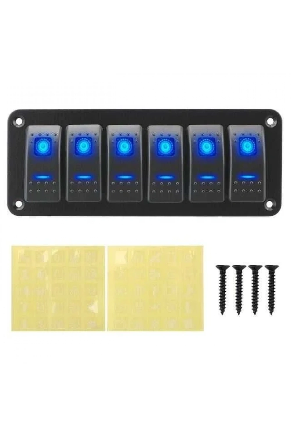 6lı ON-OFF Mavi Işıklı Anahtar Switch Panel 12V-24V