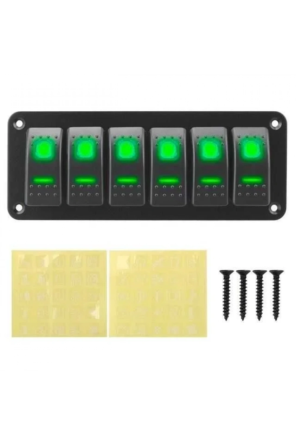 6lı ON-OFF Yeşil Işıklı Anahtar Switch Panel 12V-24V