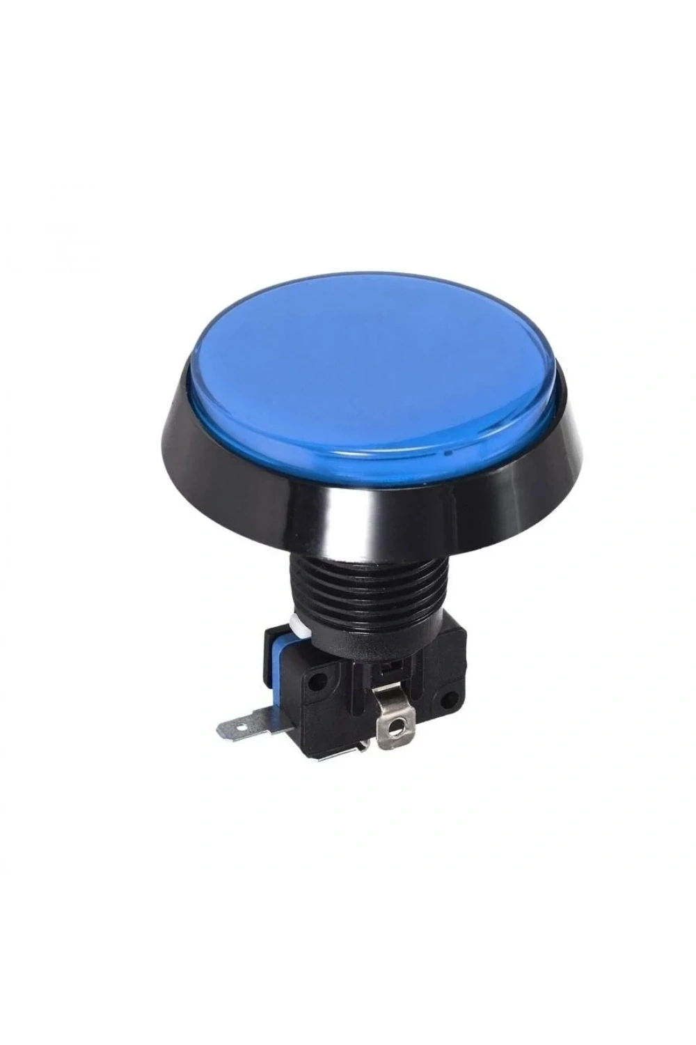60mm 12V Düz Işıklı Oyun Makinesi Butonu - Mavi