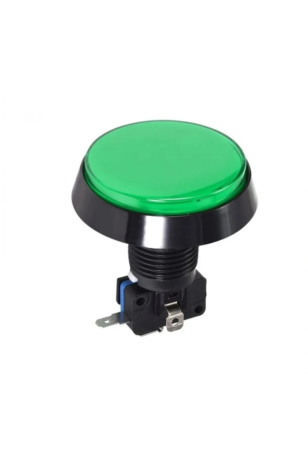 60mm 12V Düz Işıklı Oyun Makinesi Butonu - Yeşil