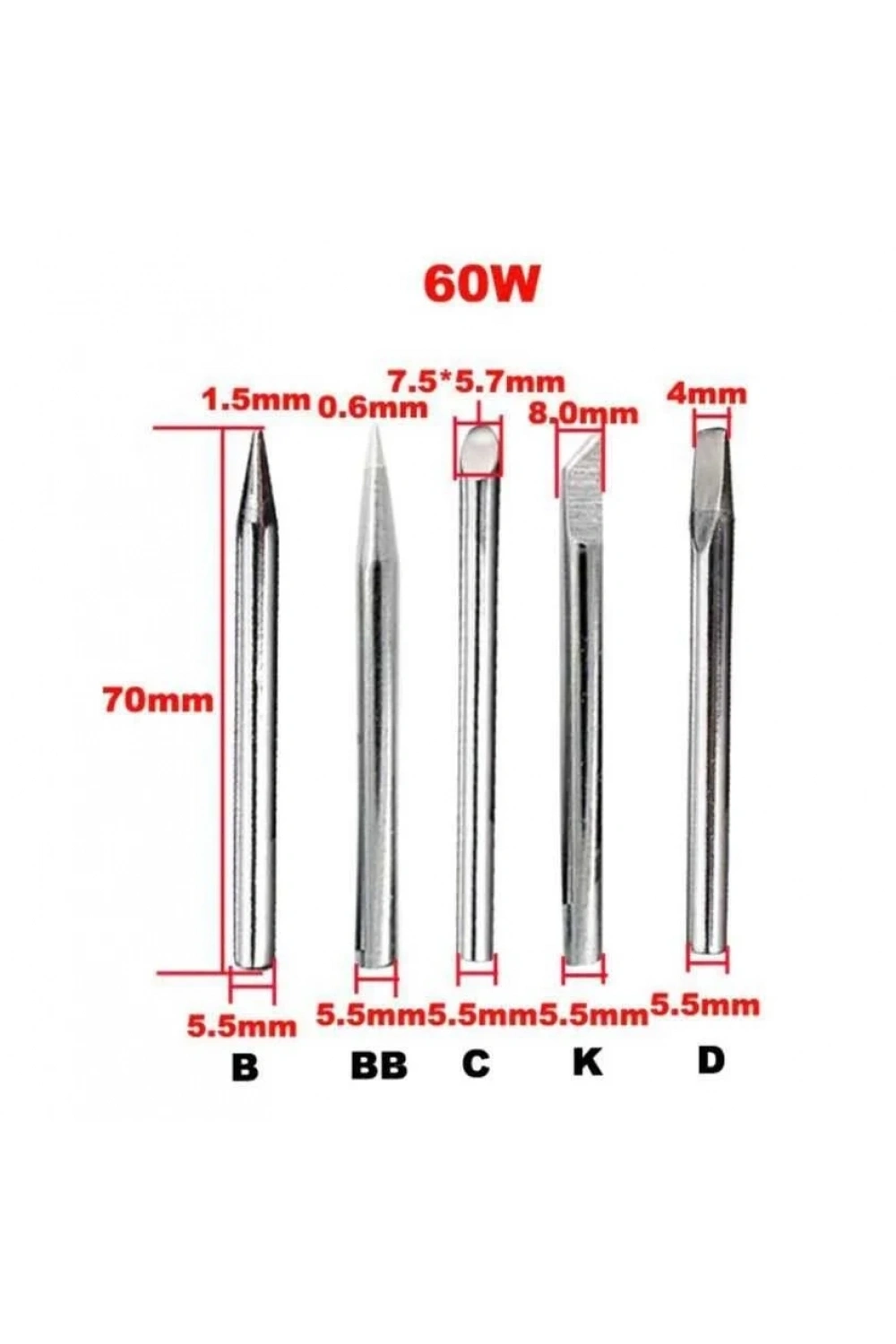 60W B Tip Havya Ucu - Silver