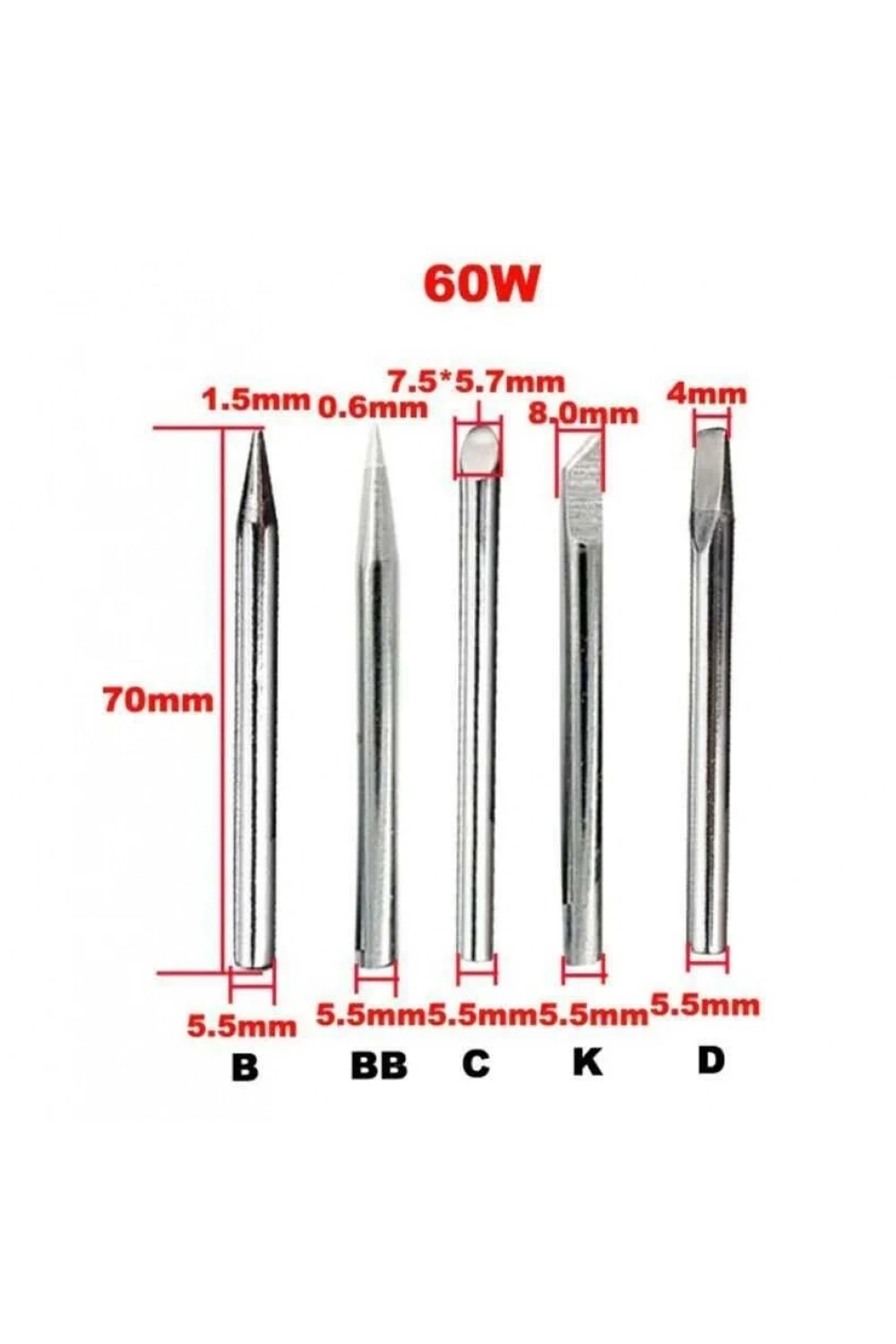 60W BB Tip Havya Ucu - Silver