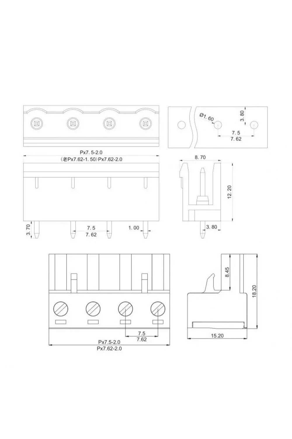 6 Pin 7.62mm Geçmeli 90C Takım Klemens