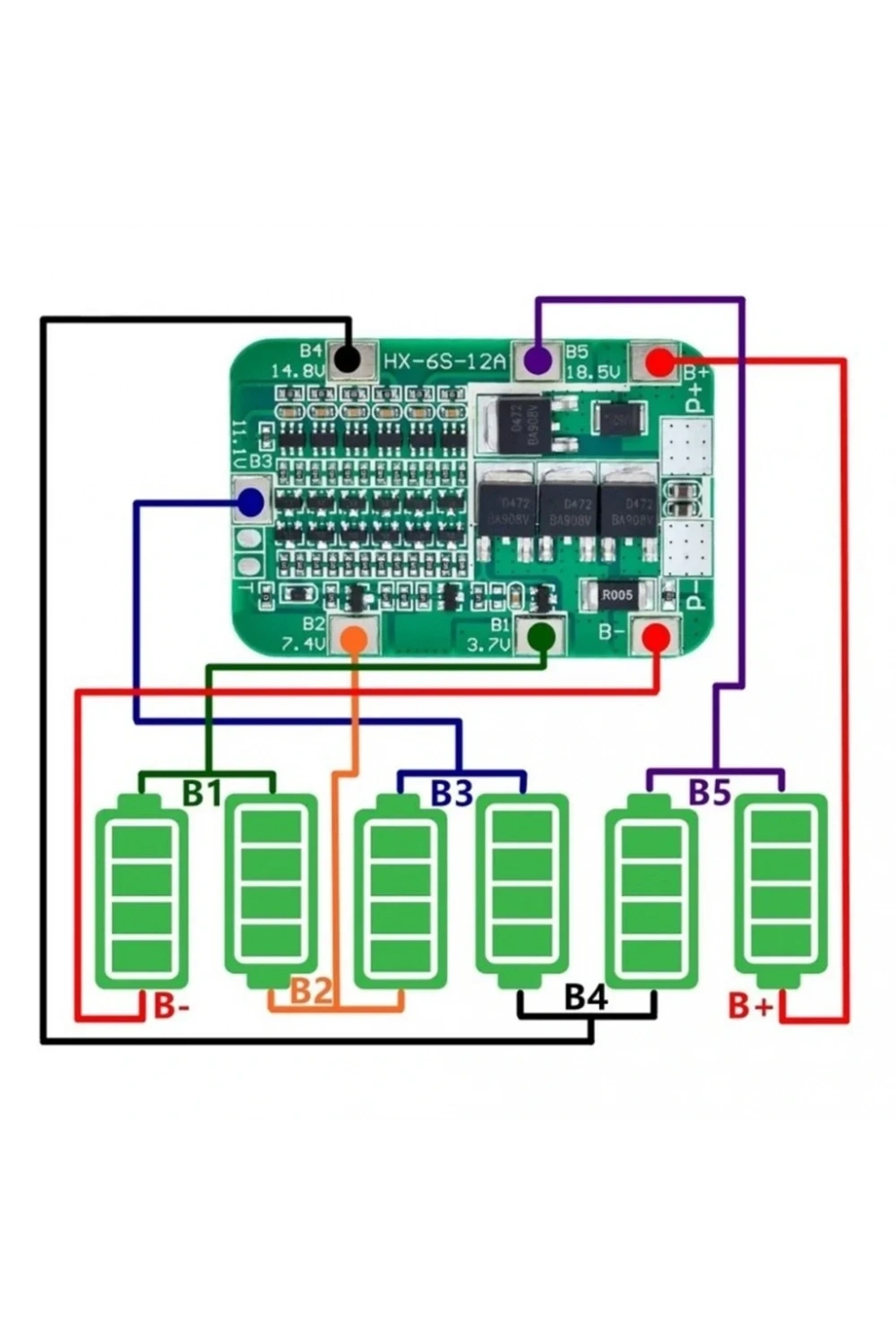 6S 15A BMS 18650 Lityum Pil Şarj Koruma Devresi