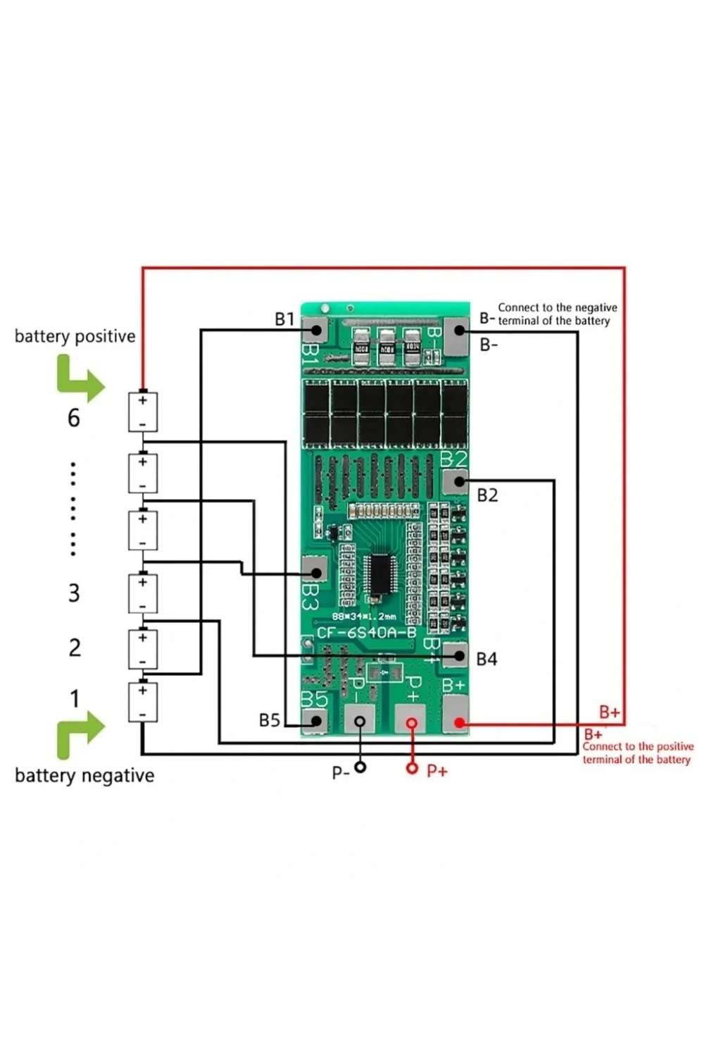 6S 40A BMS 24V 18650 Lityum Pil Şarj Koruma Devresi Balanslı