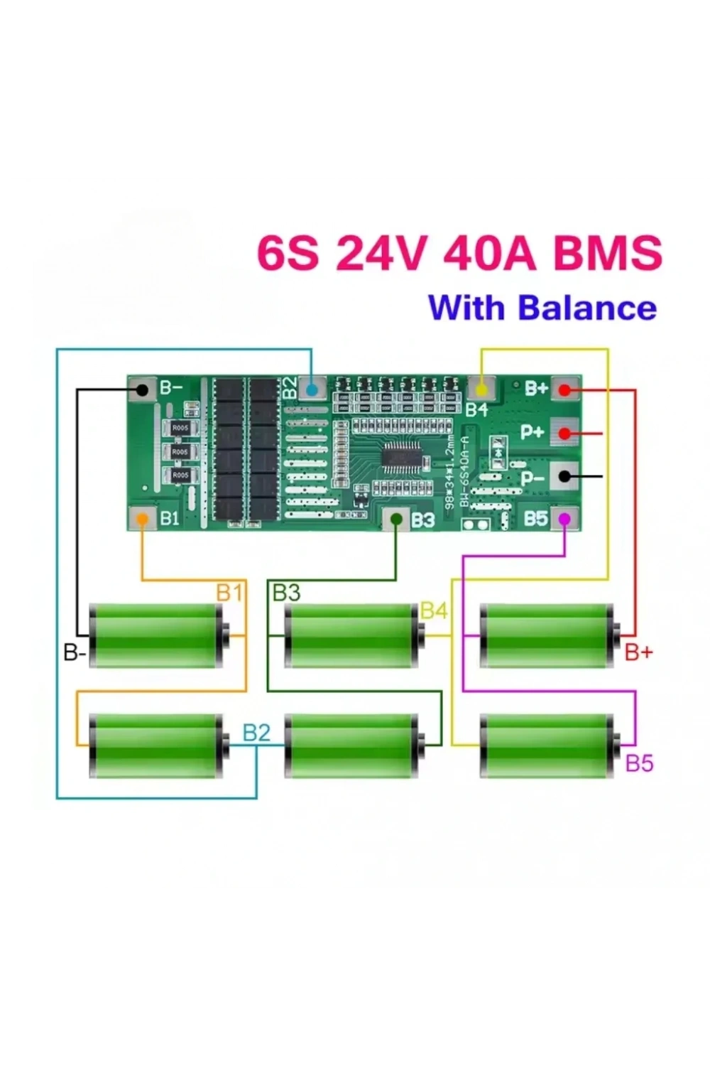 6S 40A BMS 24V 18650 Lityum Pil Şarj Koruma Devresi Balanslı