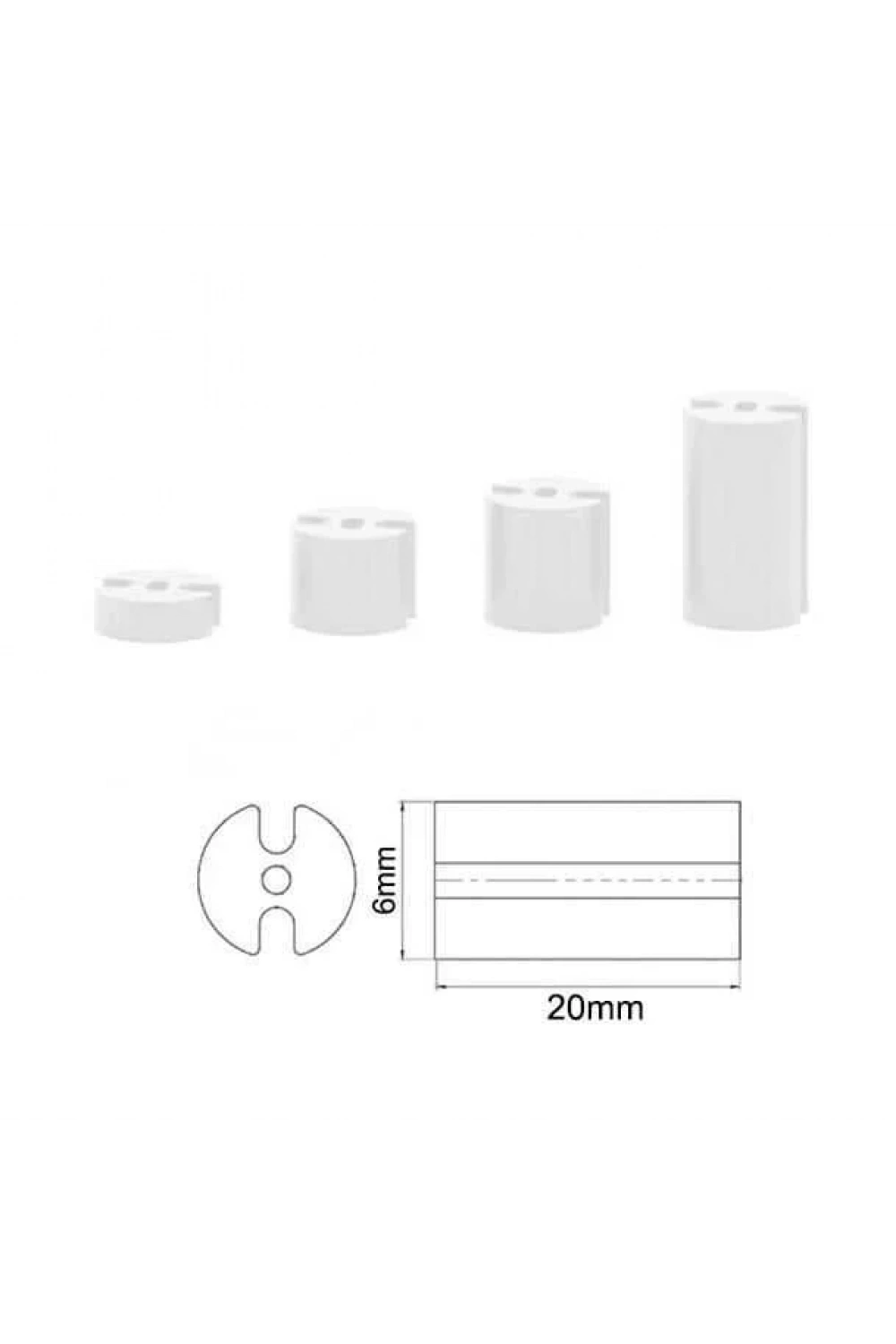 6x20mm 3 Pin Led Distans (Standoff) - Beyaz