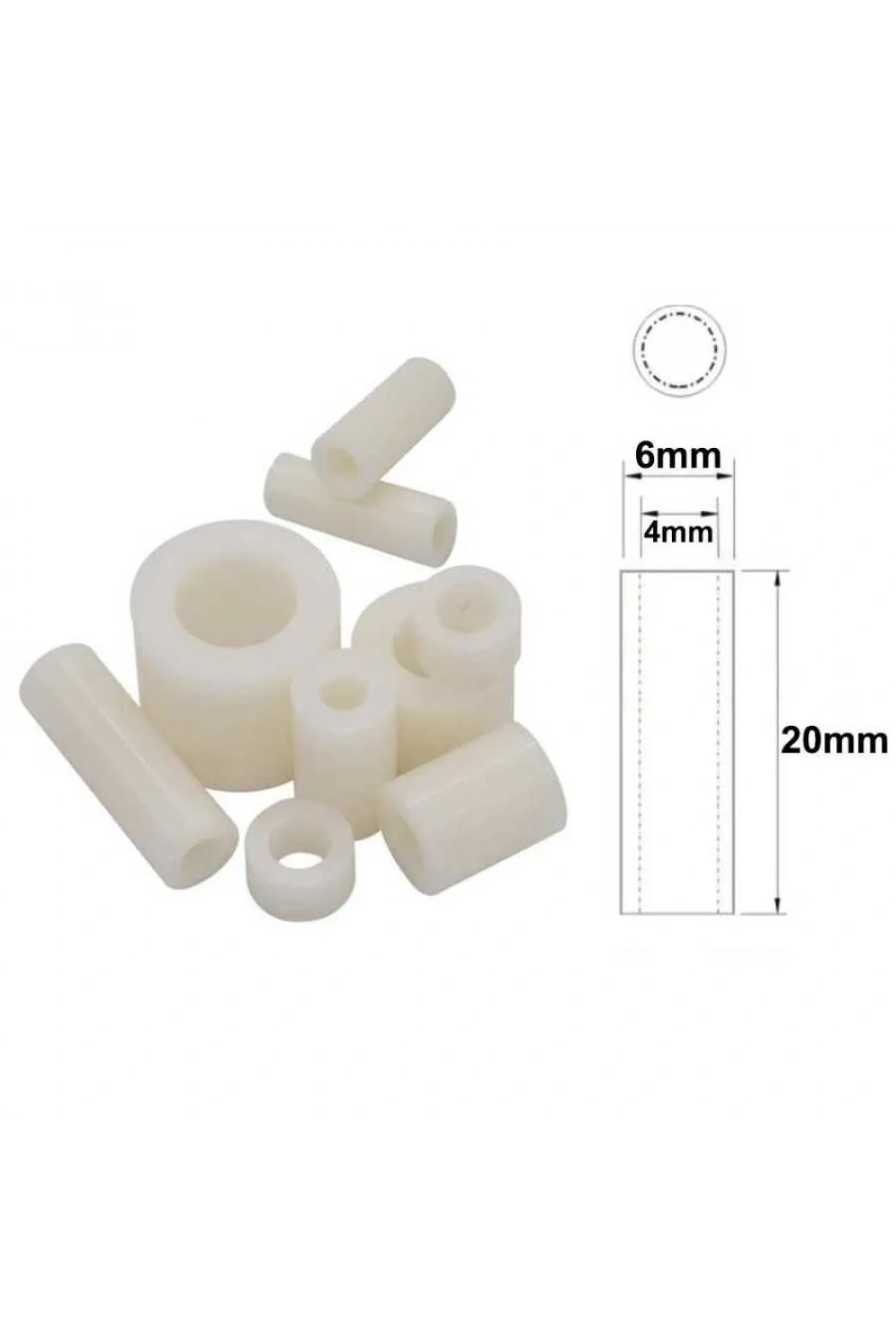 6x20mm Led Distans (Standoff) - Beyaz