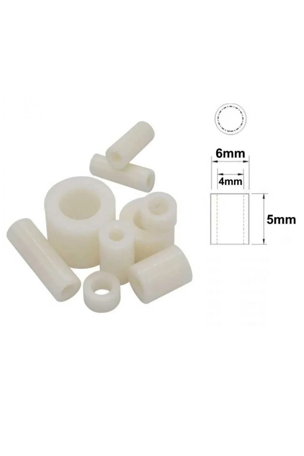 6x5mm Led Distans (Standoff) - Beyaz