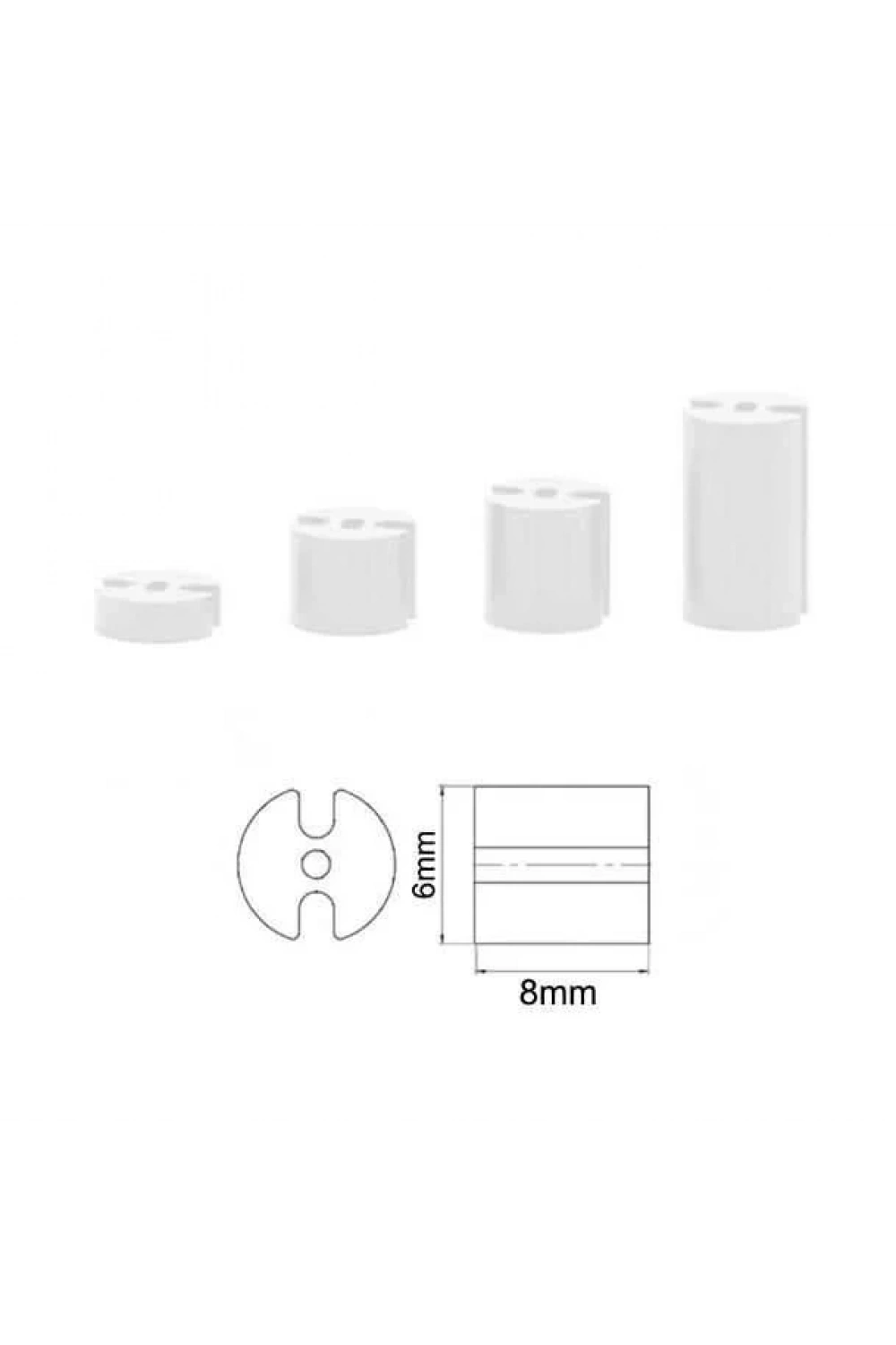 6x8mm 3 Pin Led Distans (Standoff) - Beyaz
