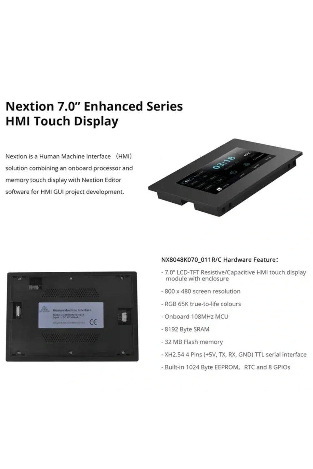 7.0 Inch Nextion 32MB Dahili Hafıza NX8048K070-011C