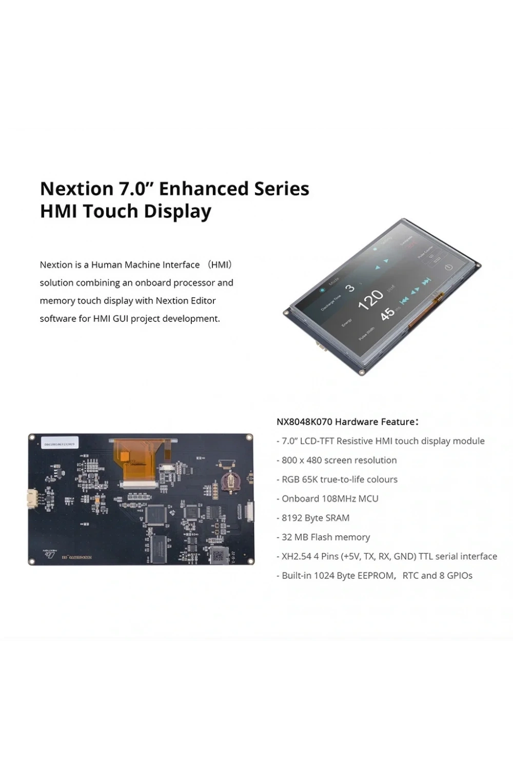 7.0 Inch Nextion 32MB Dahili Hafıza NX8048K070
