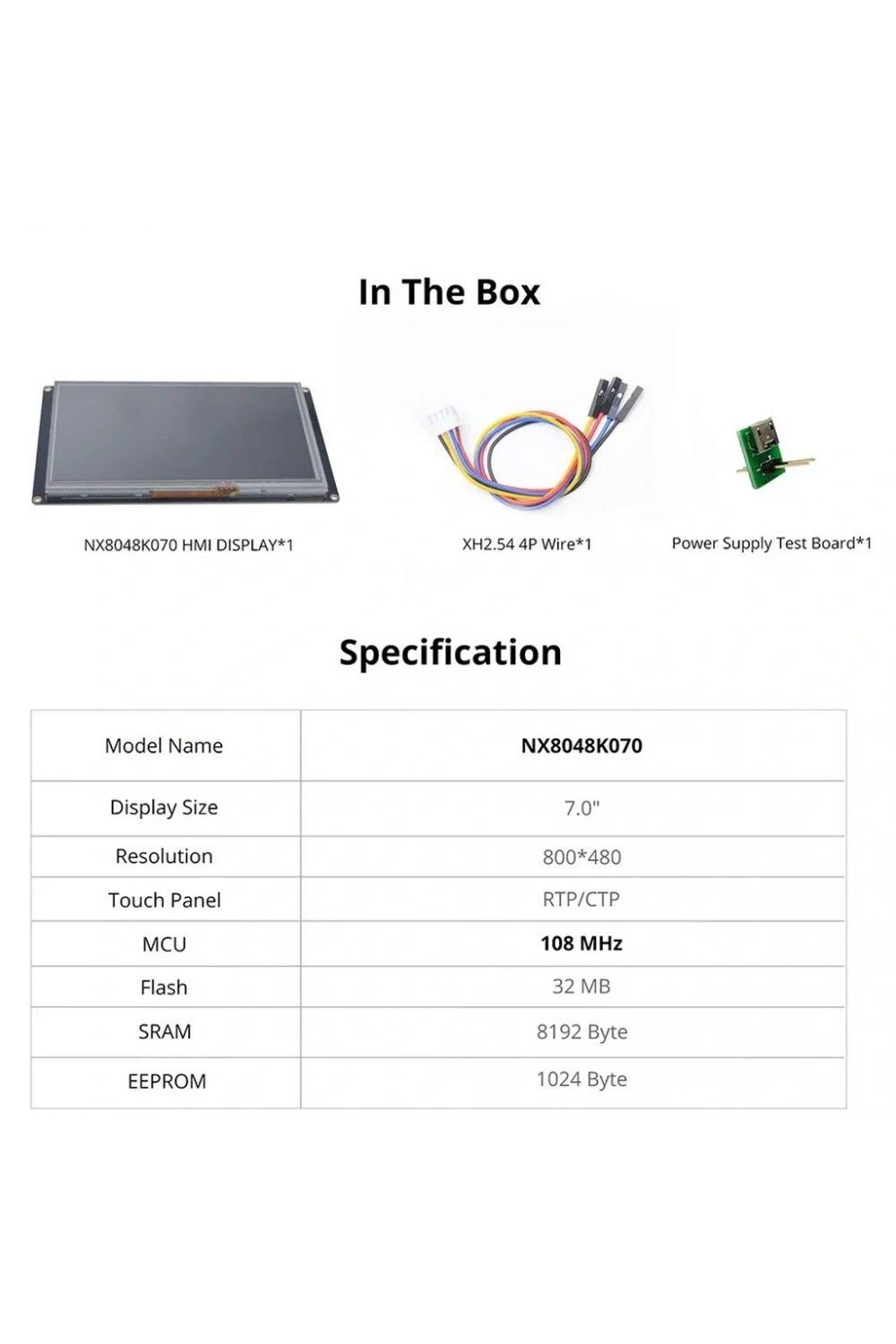 7.0 Inch Nextion 32MB Dahili Hafıza NX8048K070
