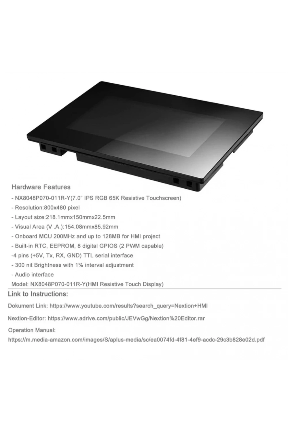 7.0 Inch Nextion R-Rezistif Ekran NX8048P070-011R-Y