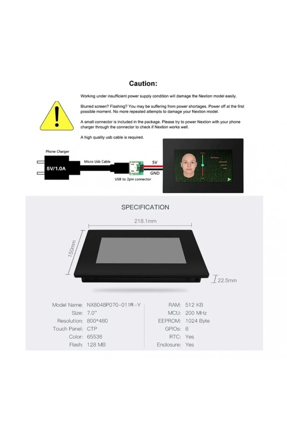 7.0 Inch Nextion R-Rezistif Ekran NX8048P070-011R-Y