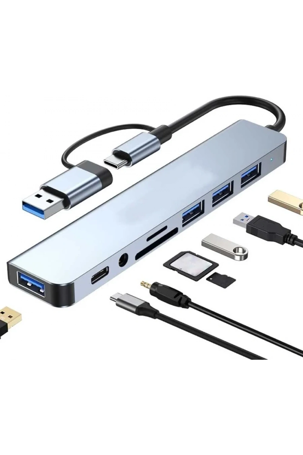 8 Girişli USB Hub Çoklayıcı Dönüştürücü PC Mac Laptop için