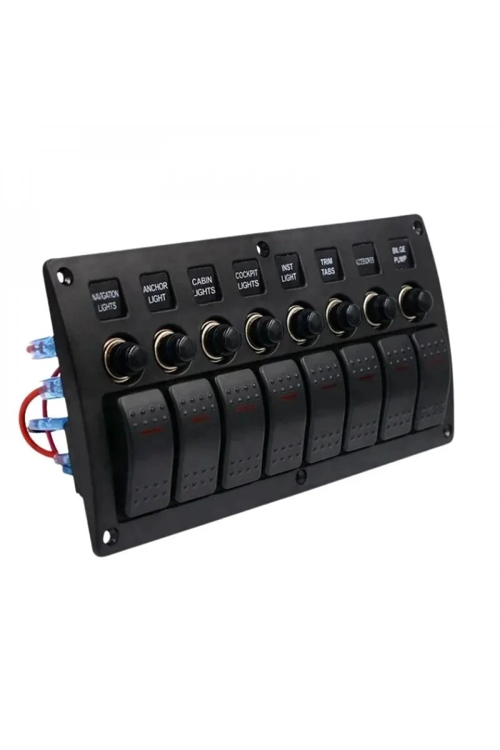 8li ON-OFF Kırmızı Işıklı Anahtar Switch Panel - Aşırı Akım Korumalı