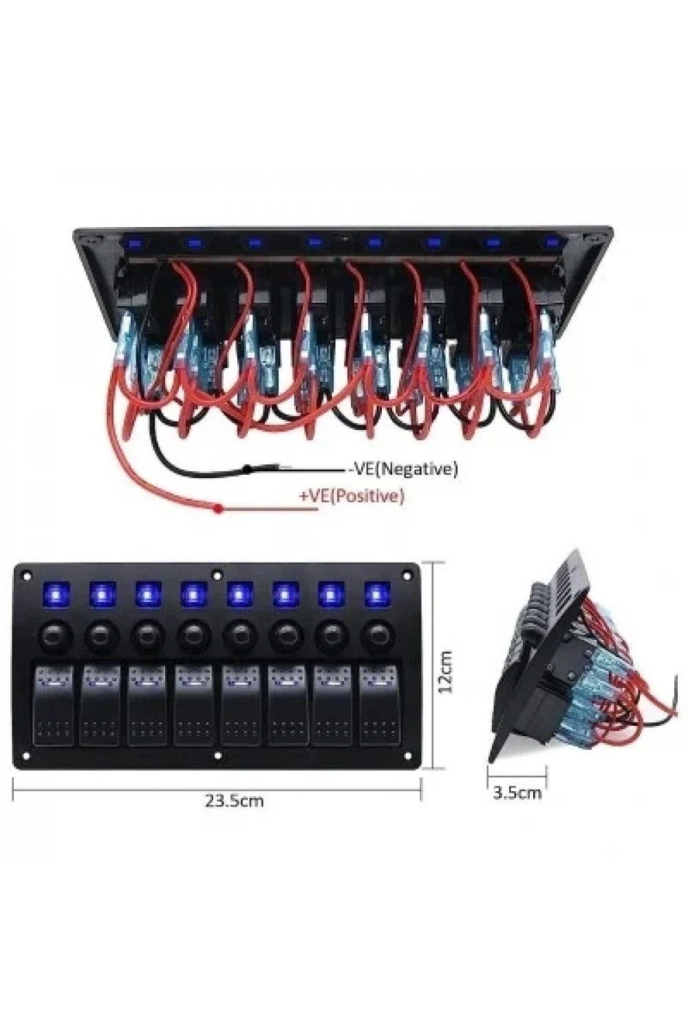 8li ON-OFF Mavi Işıklı Anahtar Switch Panel - Aşırı Akım Korumalı