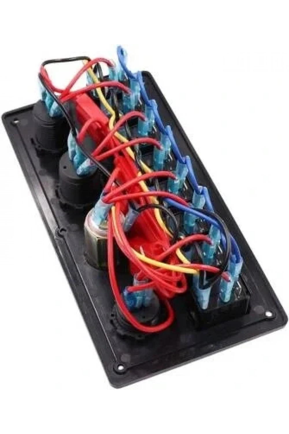 8li ON-OFF Yeşil Işıklı Anahtar Panel 2x5V USB 2xÇakmaklık ve Voltaj Göstergeli