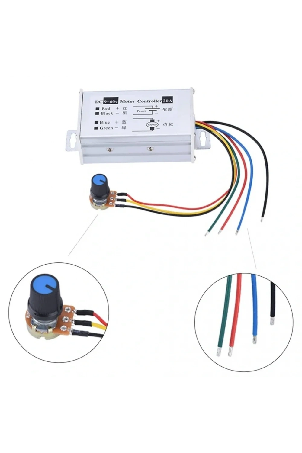 9-60V 20A PWM DC Motor Hız Kontrol Modülü