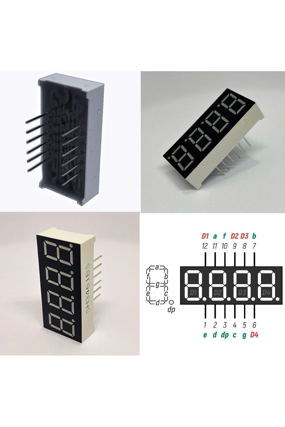 9.2mm 4lü 7 Segment Display Ekran Kırmızı Ortak Anot