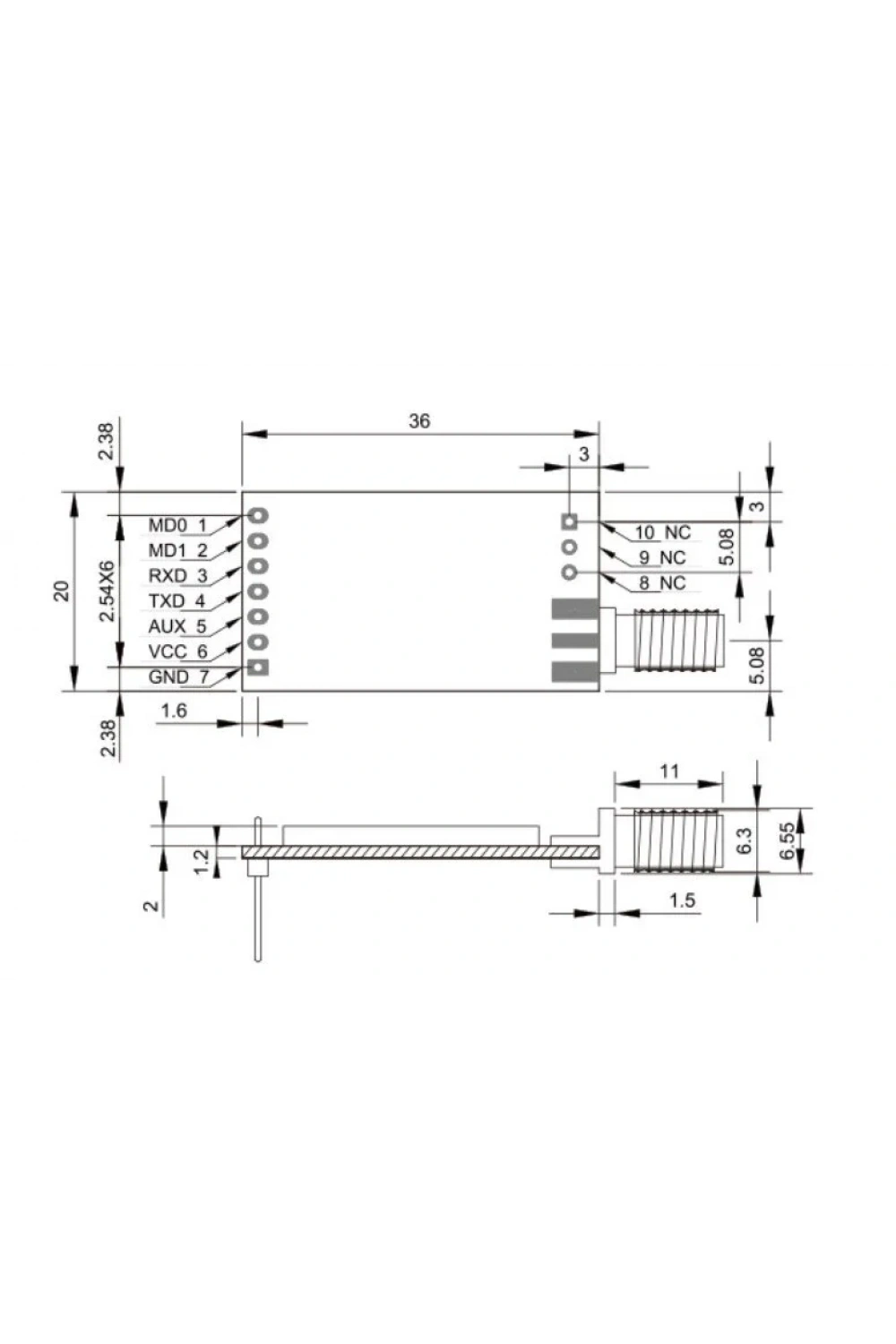 A39C-T900A22D1a 850~931MHz 5km Lora Transceiver Modülü