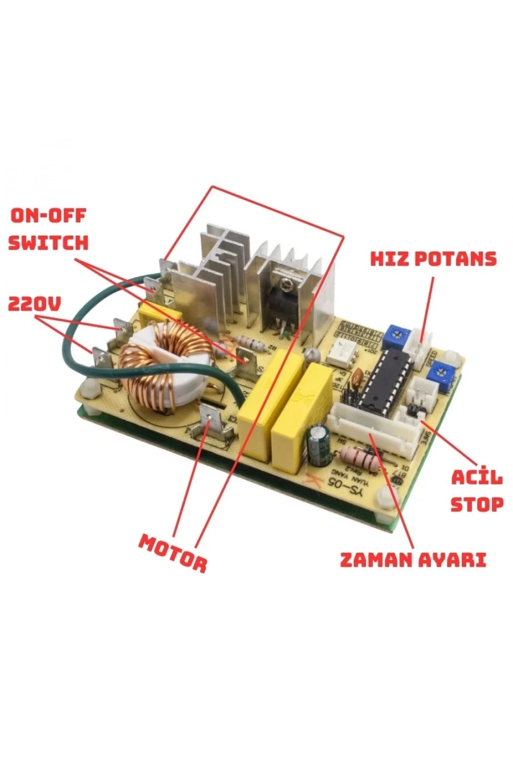 AC 220v 2A Zaman Ayarlı Motor Hız Kontrol Modülü