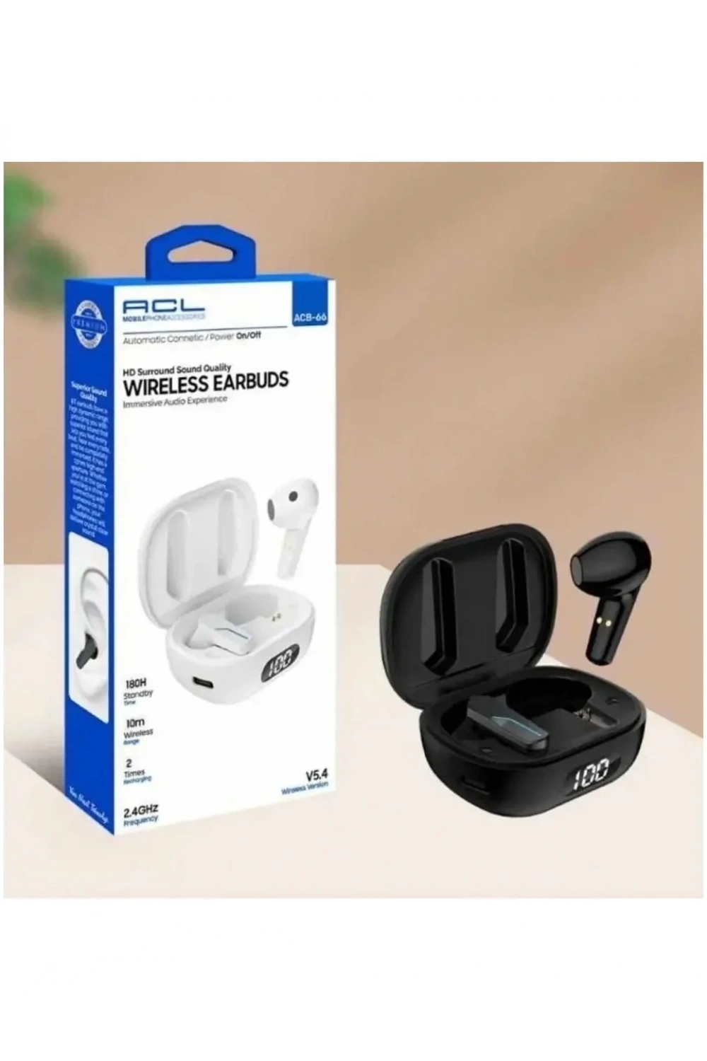 ACB-66 5.4 Versiyon 180 Saat Bekleme Süreli Wireless Kulakiçi Bluetooth Kulaklık
