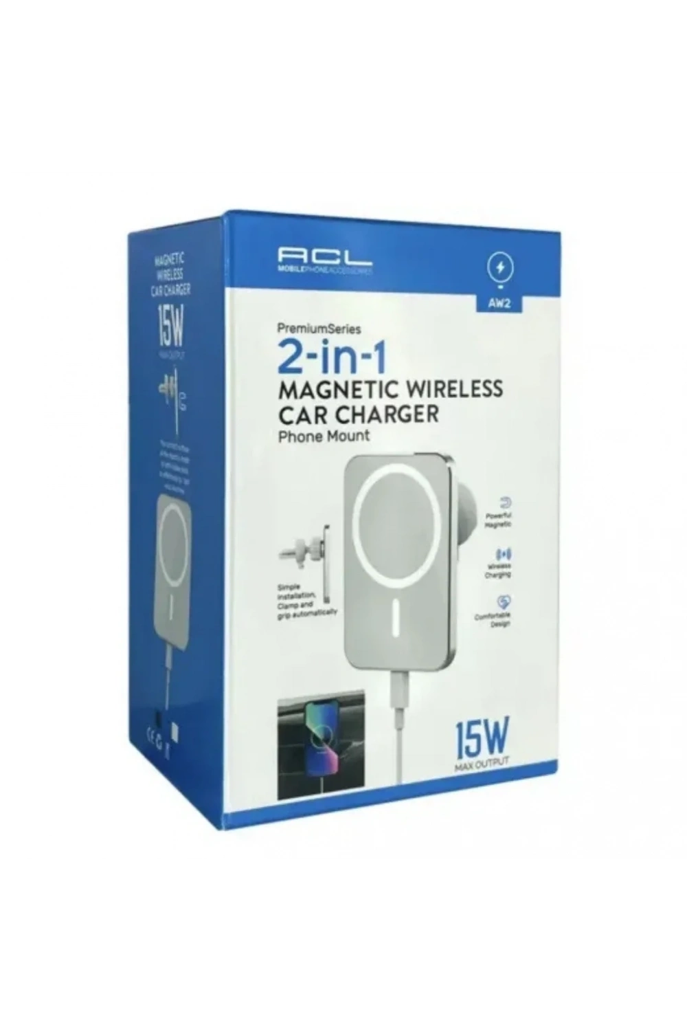 ACL 15W Magsafe Araç İçi Kablosuz Şarj Aleti Beyaz - AW2