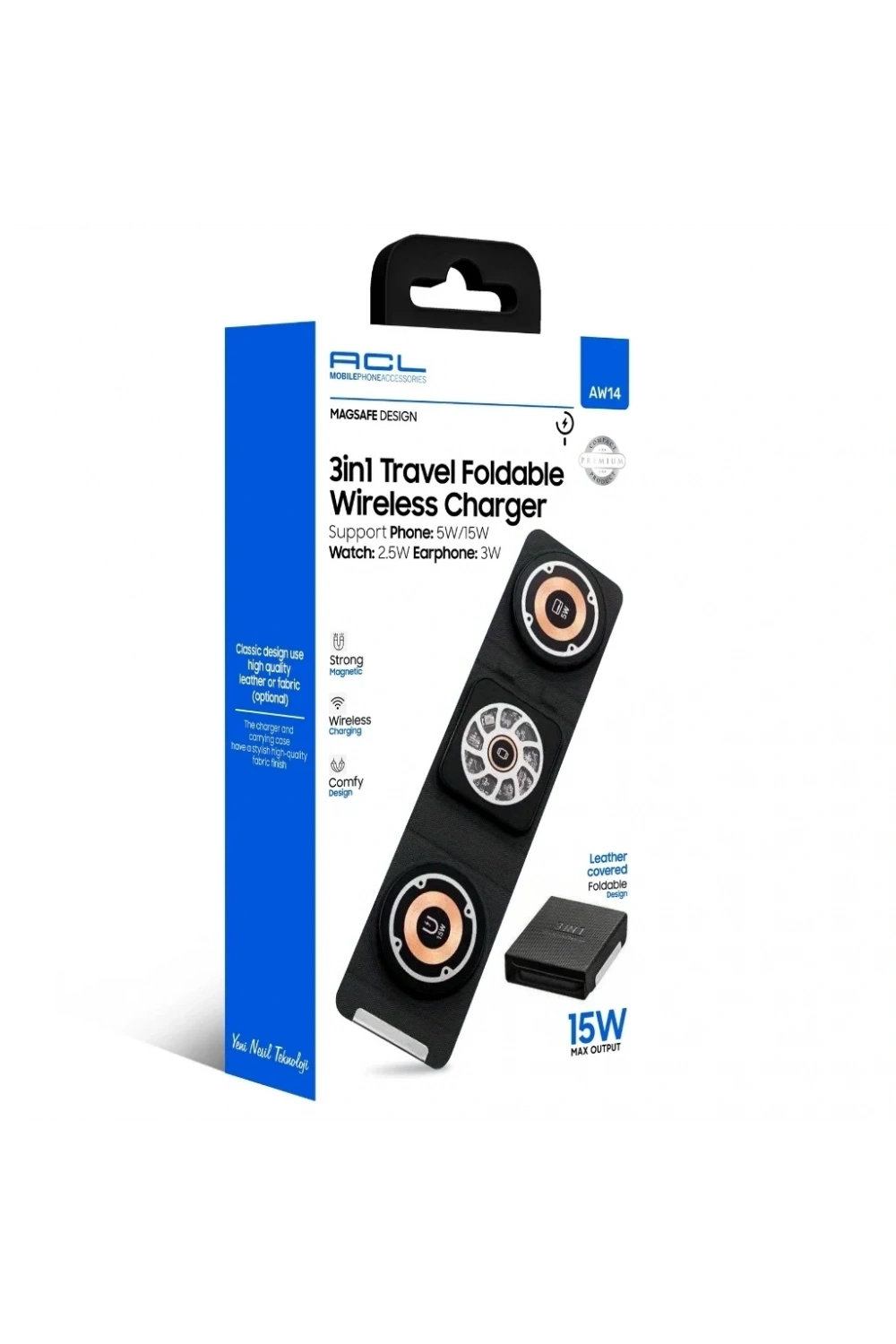 ACL 3in1 15W Katlanabilir Kablosuz Wireless Şarj Standı AW14