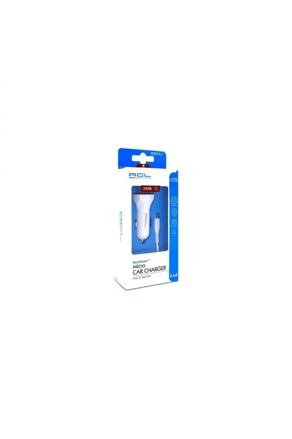 ACL AC-89 2.4A 2xUSB 1mt Mikro Kablolu Araç İçi Şarj Cihazı