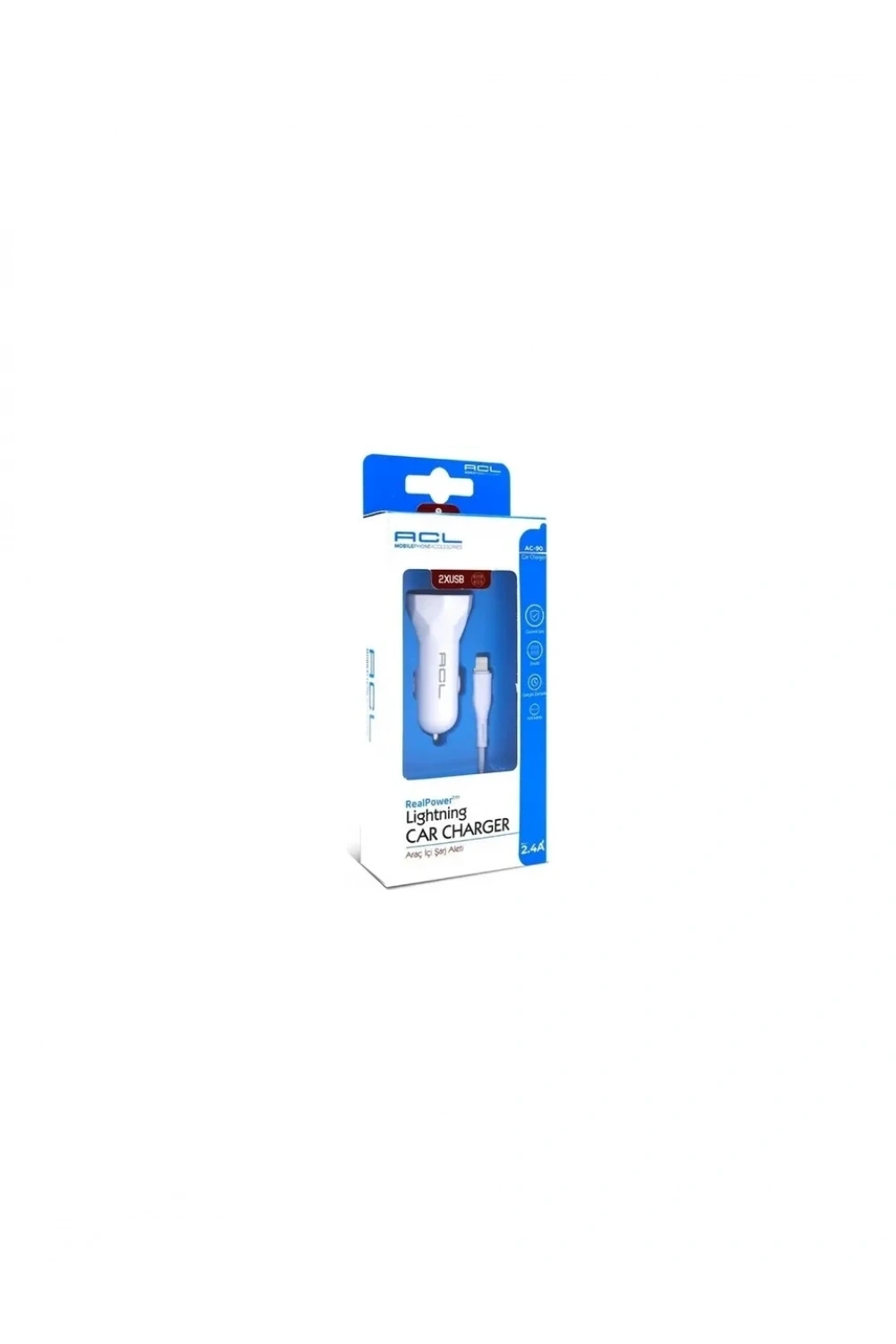 ACL AC-90 2.4A 10W 2xUSB 1mt Lightning Kablolu Araç İçi Şarj Aleti