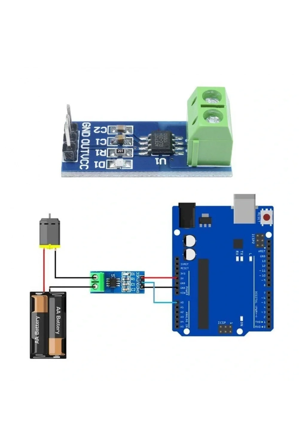 ACS712 Akım Sensörü Current Sensor -20A ila +20A