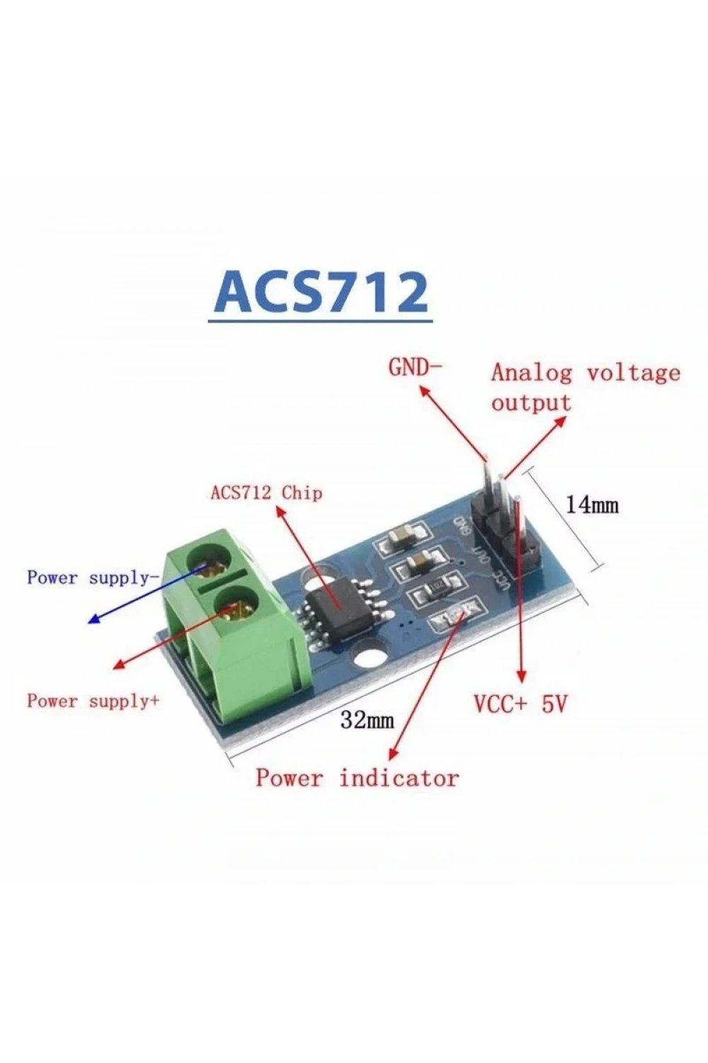 ACS712 Akım Sensörü Current Sensor -5 ila +5A
