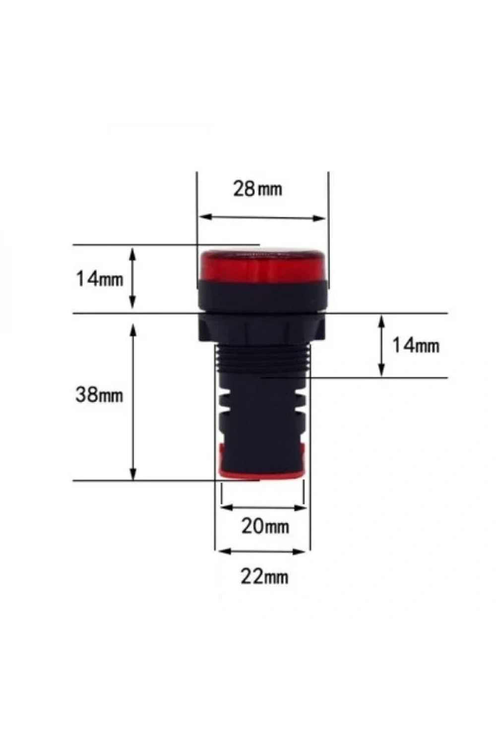 AD16-22DS 220-380V AC Sinyal Lambası - Kırmızı