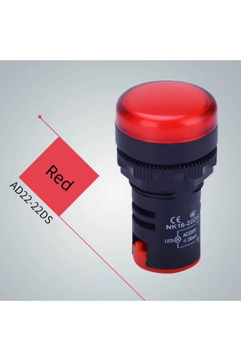 AD22-22DS 22MM Sinyal Lambası Kırmızı 220V