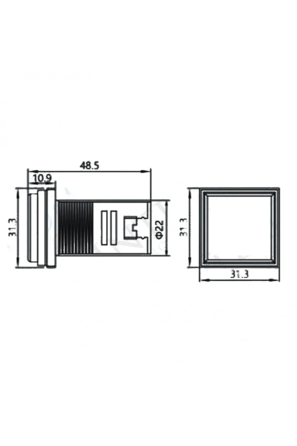 AD22-22VAS 22mm Dijital Volt-Ampermetre Kare Kırmızı