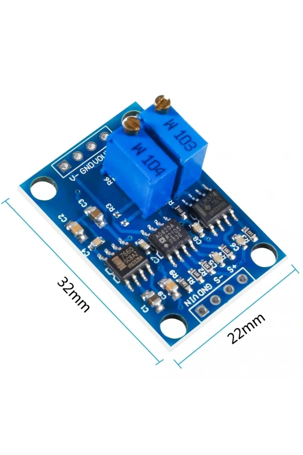 AD620 Yüksek Hassasiyetli Mikrovolt Sinyal Kuvvetlendirici Modül DC 12V