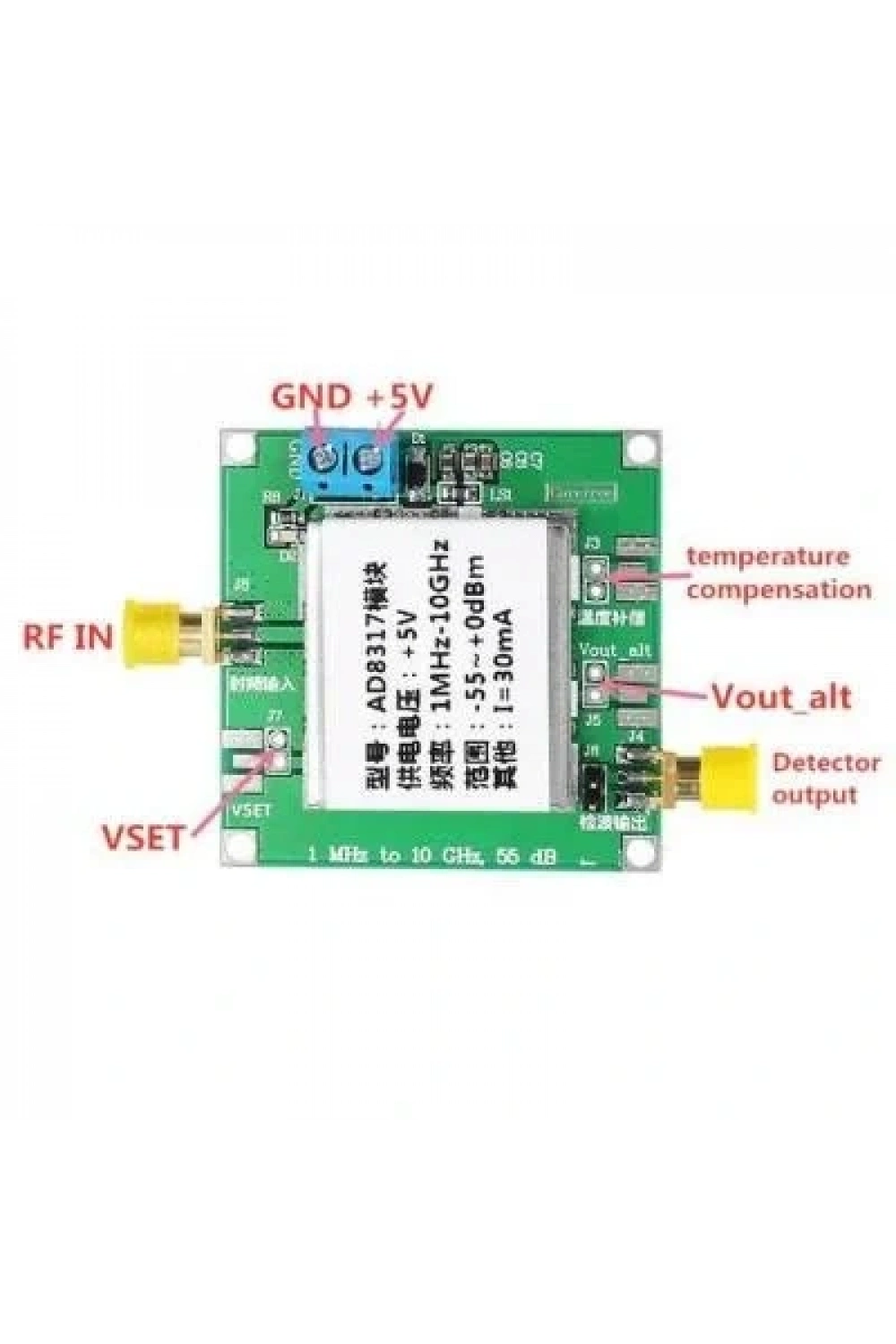 AD8317 DC 5V 1M-10000Mhz RF Sinyal Amplifikatör Modülü