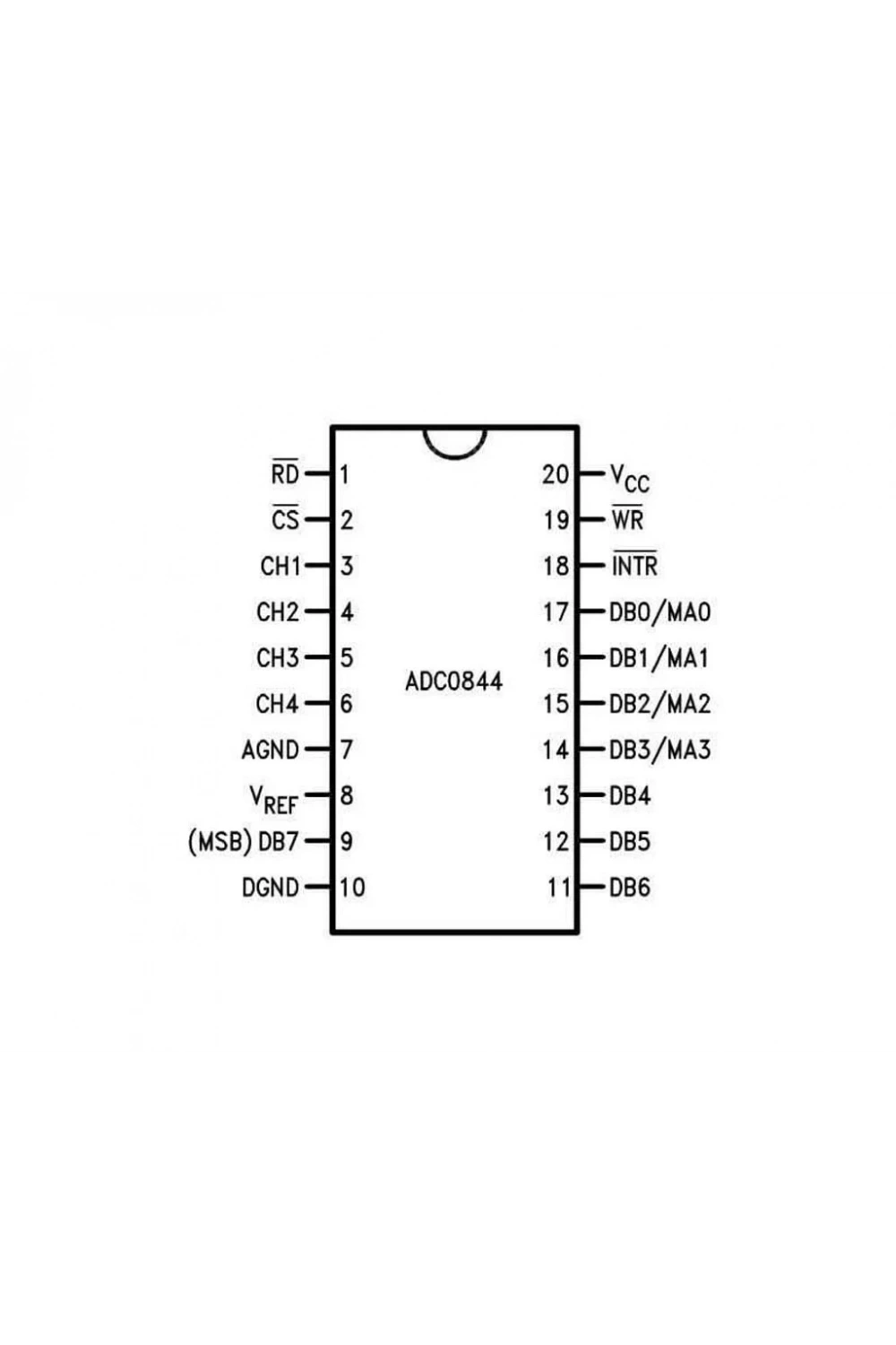 ADC0844 Analog Dijital Çevirici Entegresi Dip-20
