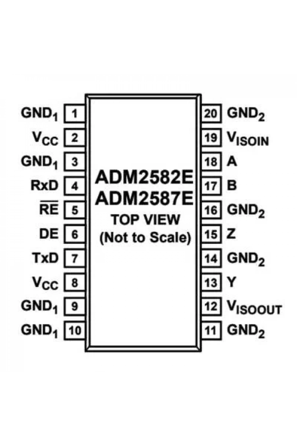 ADM2587EBRWZ SOIC-20 Smd Dijital İzolatör Entegresi