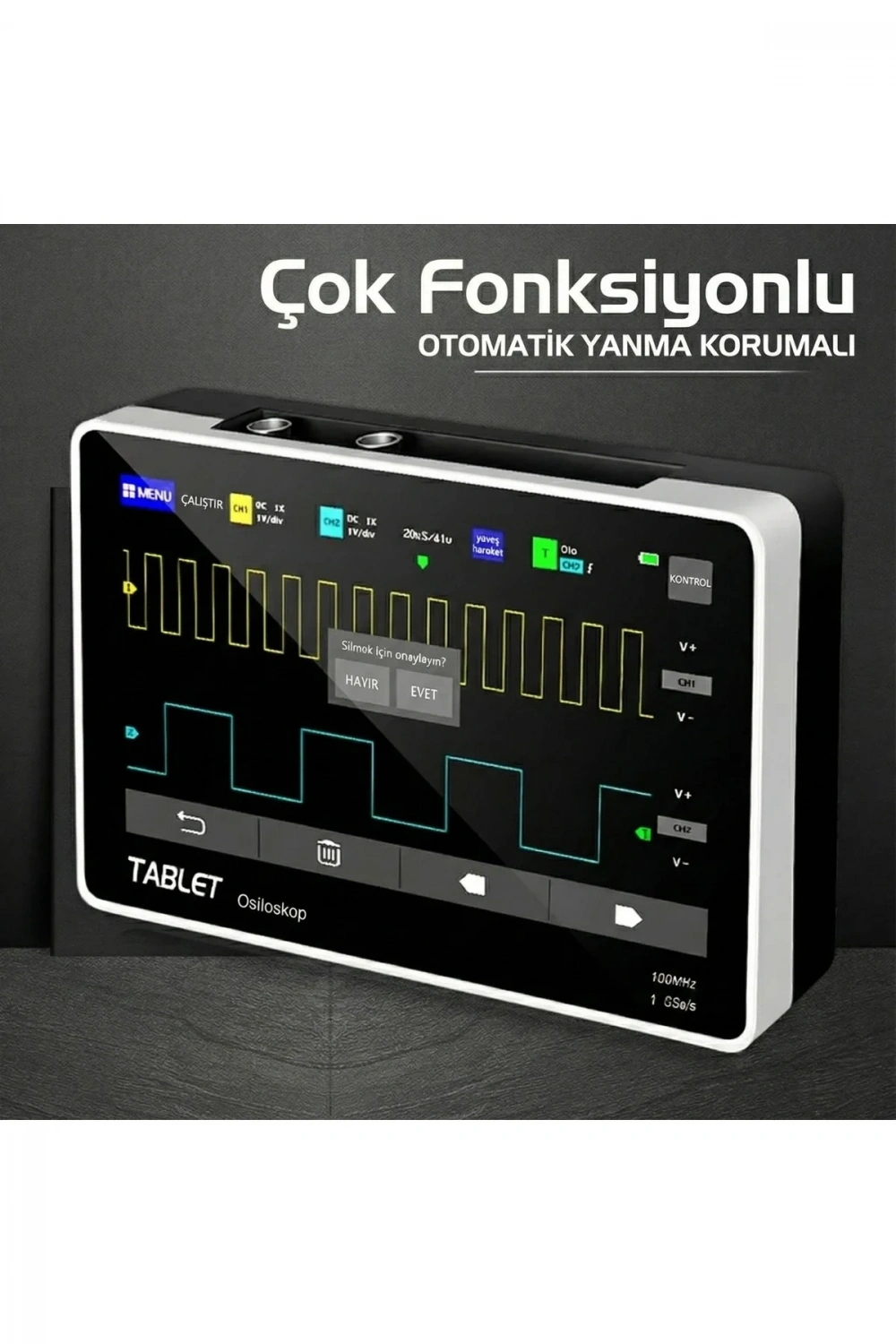 ADS1013D 100MHz 2 Kanal 1GSa/s Dijital Dokunmatik Tablet Osiloskop