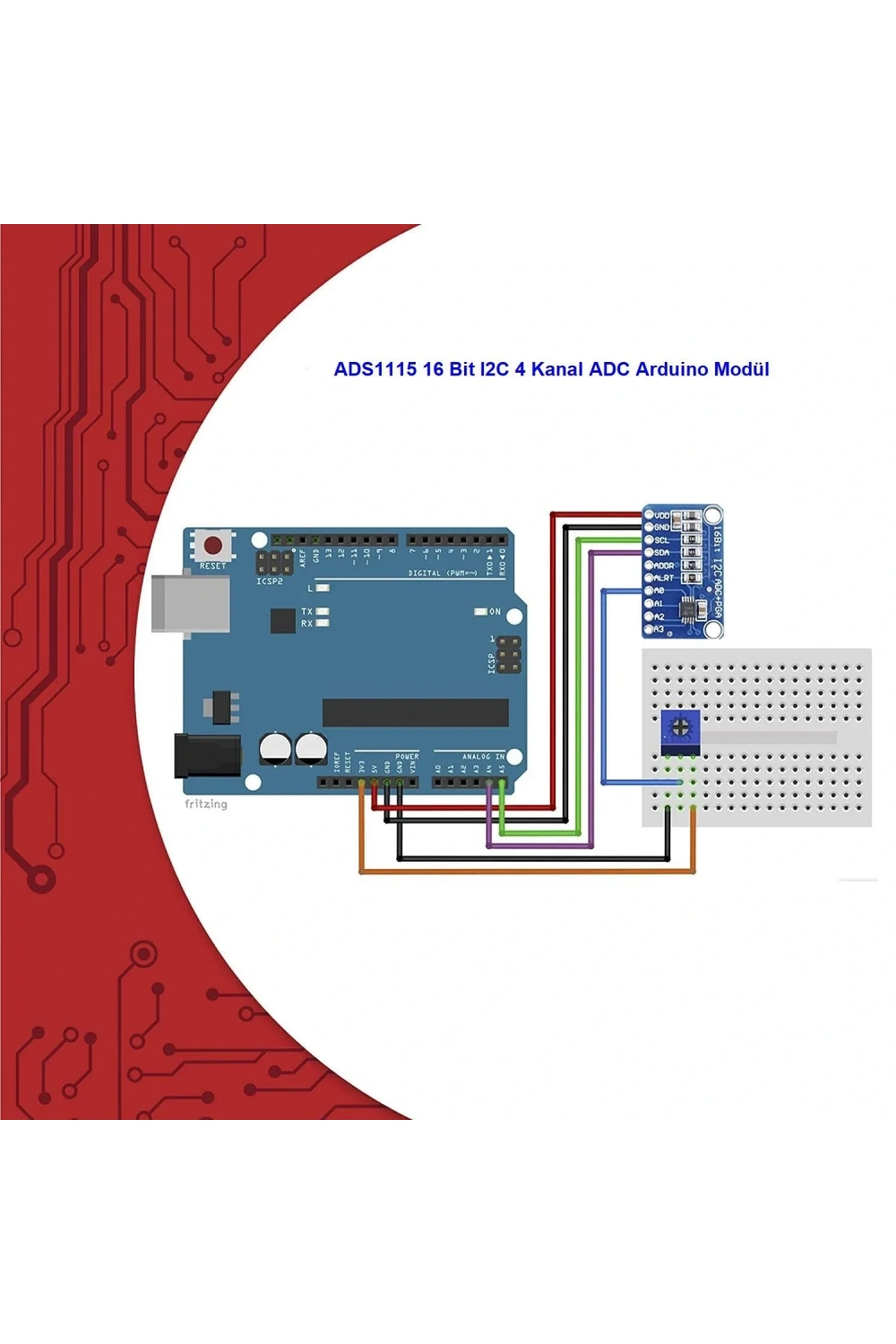 ADS1115 16 Bit I2C 4 Kanal ADC Arduino Modül
